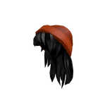 Pratinjau Orange Beanie with Black Hair